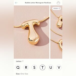 Anthropologie Gold Pendant Necklace "T"